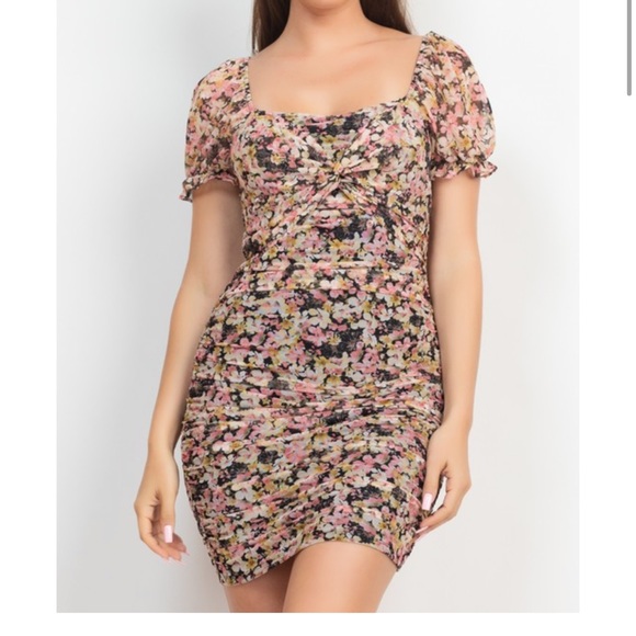 Floral print overlay mesh dress - Picture 14 of 14